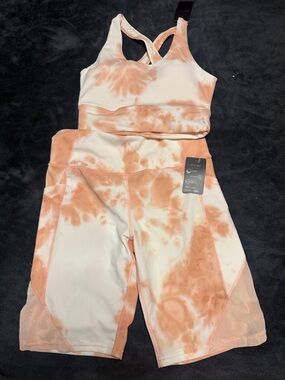 Girls' Peach Tie-Dye High-Waist Leggings